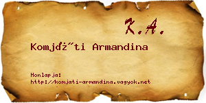 Komjáti Armandina névjegykártya